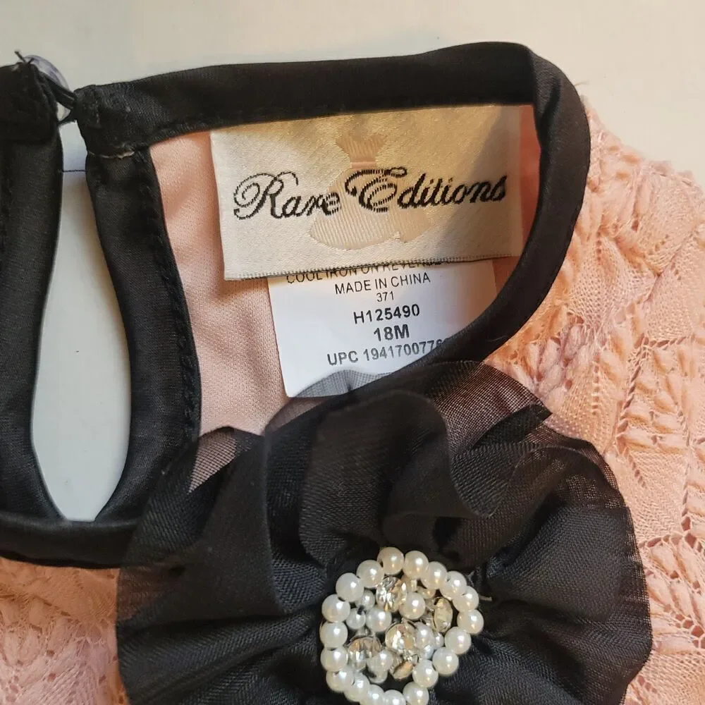 Rare Editions Pink Lace Shell Shirt/w Black Skirt Size 18M